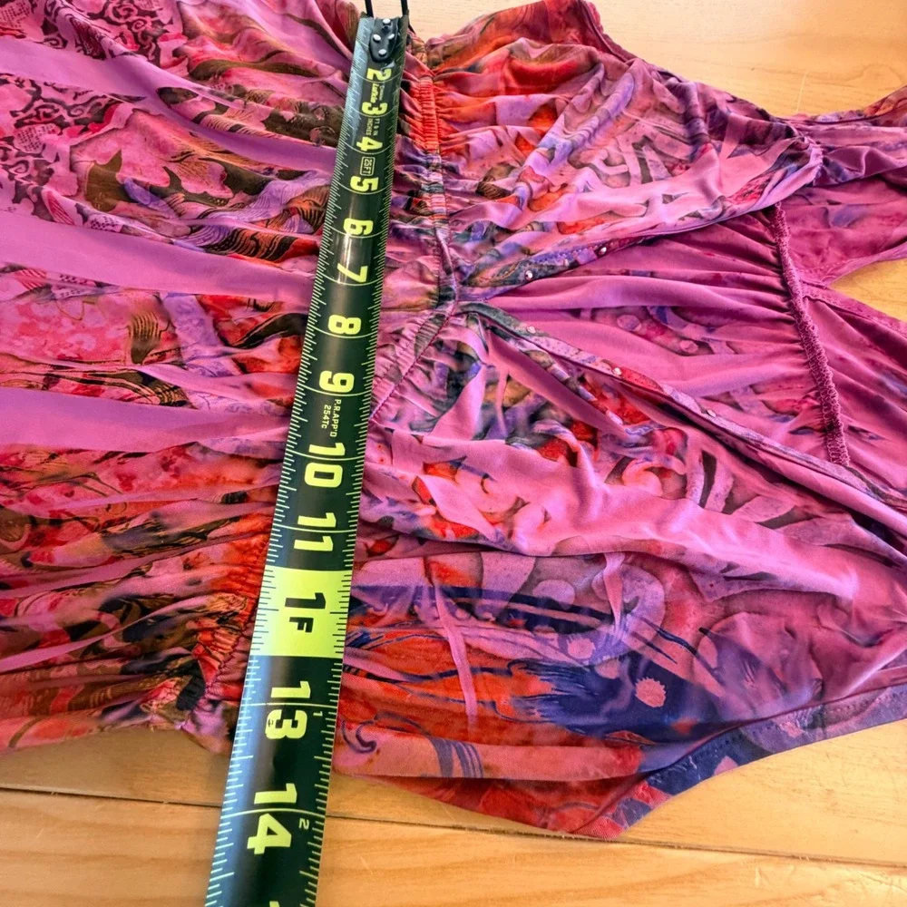 Hale Bob Dress Women Small Pink Abstract Print Stretch Whimsigoth Indie Boho Y2K - Picture 8 of 9